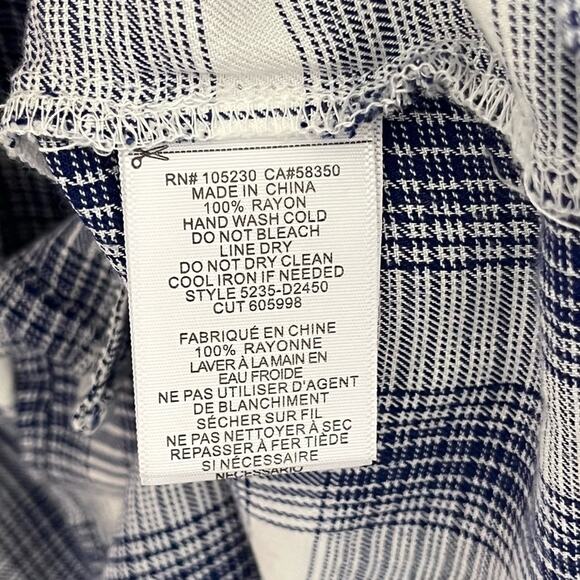 Soft Joie Noraha Draw String Dress Plaid Sz M Blue White - Picture 10 of 11